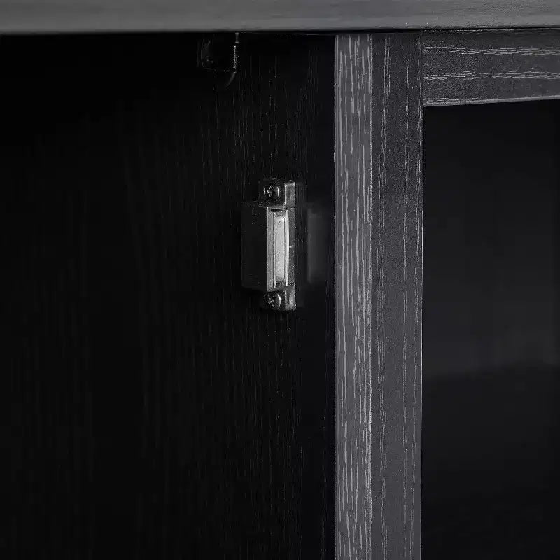 Meuble TV bas (noir, convient aux téléviseurs jusqu'à 60 pouces) — style ferme, gestion des câbles, étagères réglables