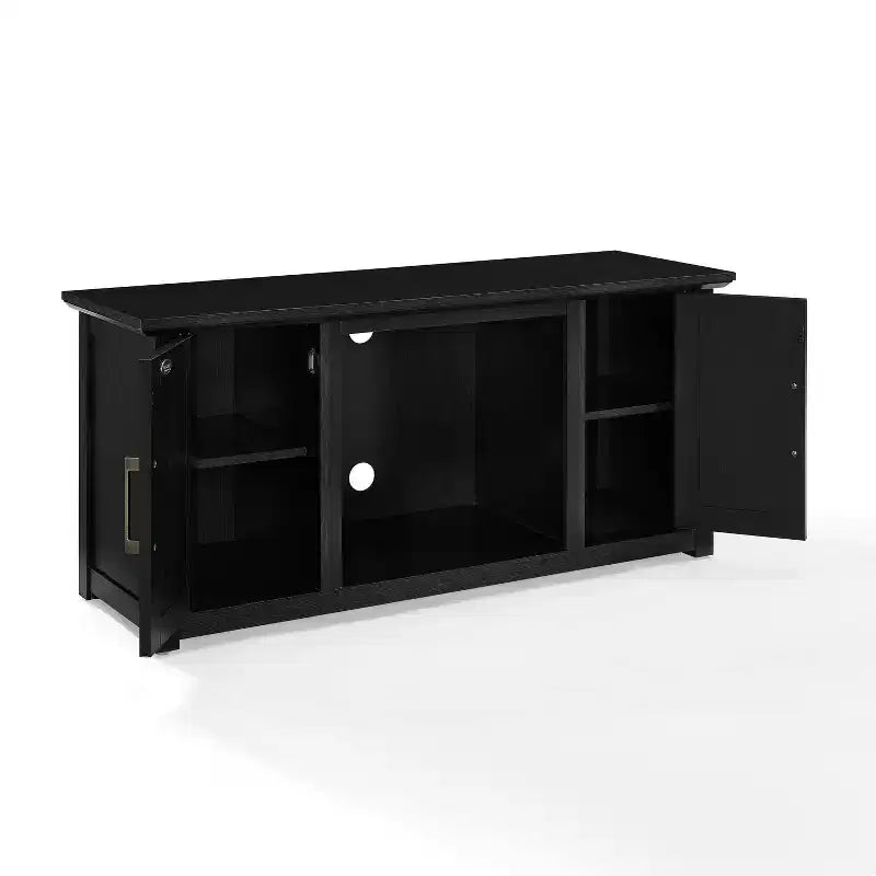 Meuble TV bas (noir, convient aux téléviseurs jusqu'à 60 pouces) — style ferme, gestion des câbles, étagères réglables