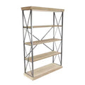72" Farmhouse 4 Tier Shelf Brown - Olivia & May: Industrial Style Hardwood Bookcase with Storage Bins