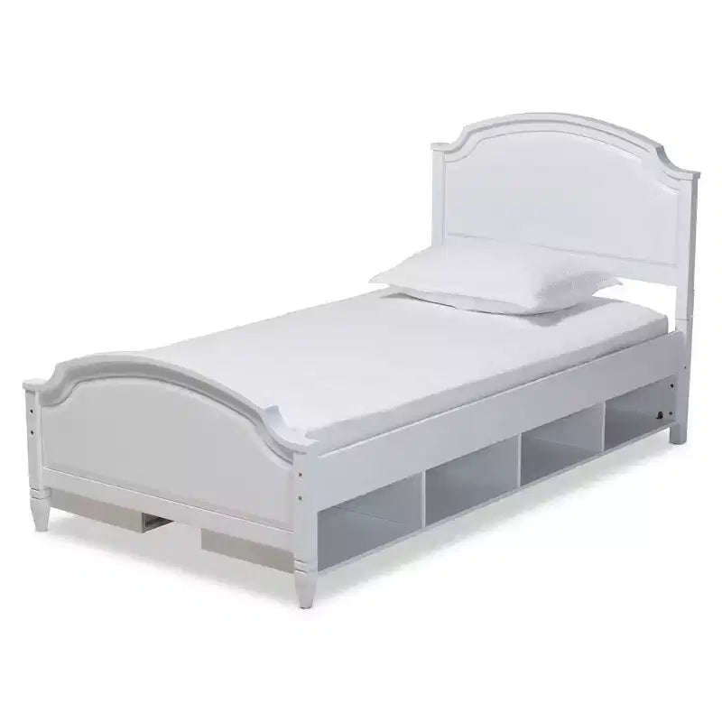 Elise Wood Storage Platform Bed White - Baxton Studio