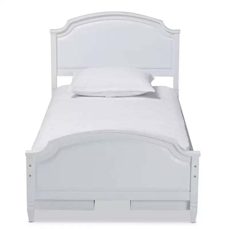 Lit plateforme en bois avec rangement blanc