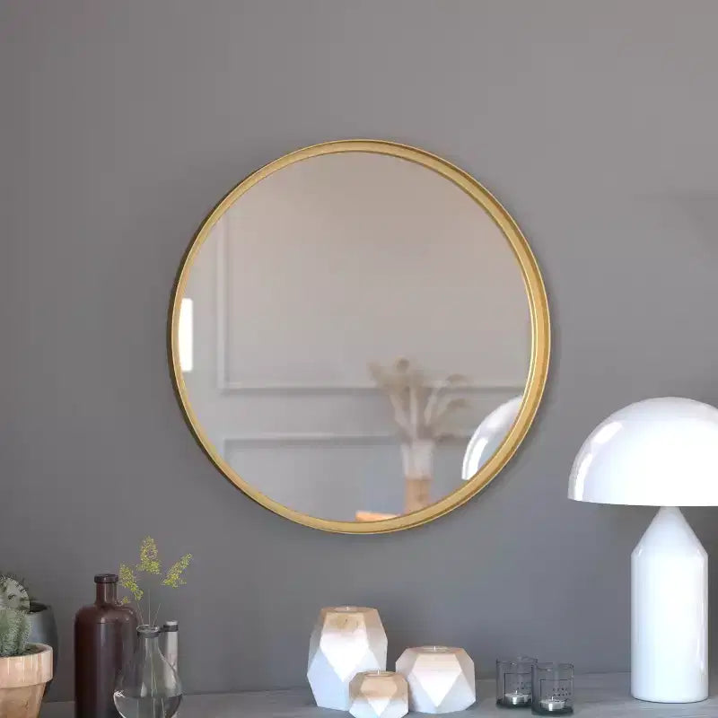 Miroir décoratif mural avec cadre en métal pour salle de bain, coiffeuse, entrée, salle à manger et salon