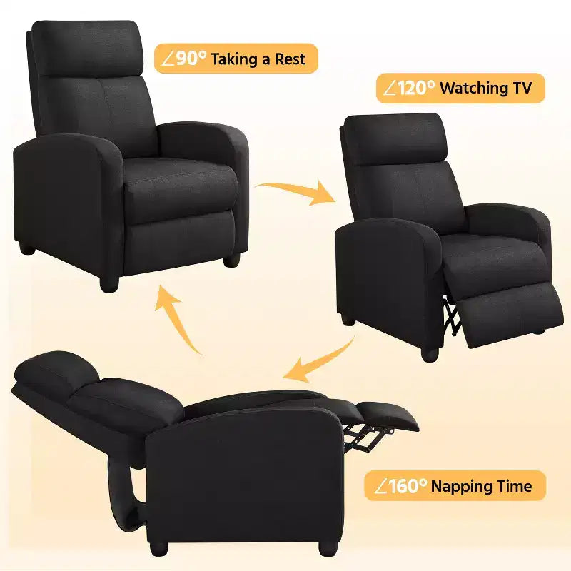 Fauteuil inclinable ajustable en tissu avec ressorts ensachés pour salon