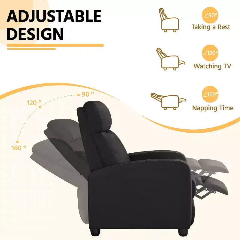 Fauteuil inclinable ajustable en tissu avec ressorts ensachés pour salon