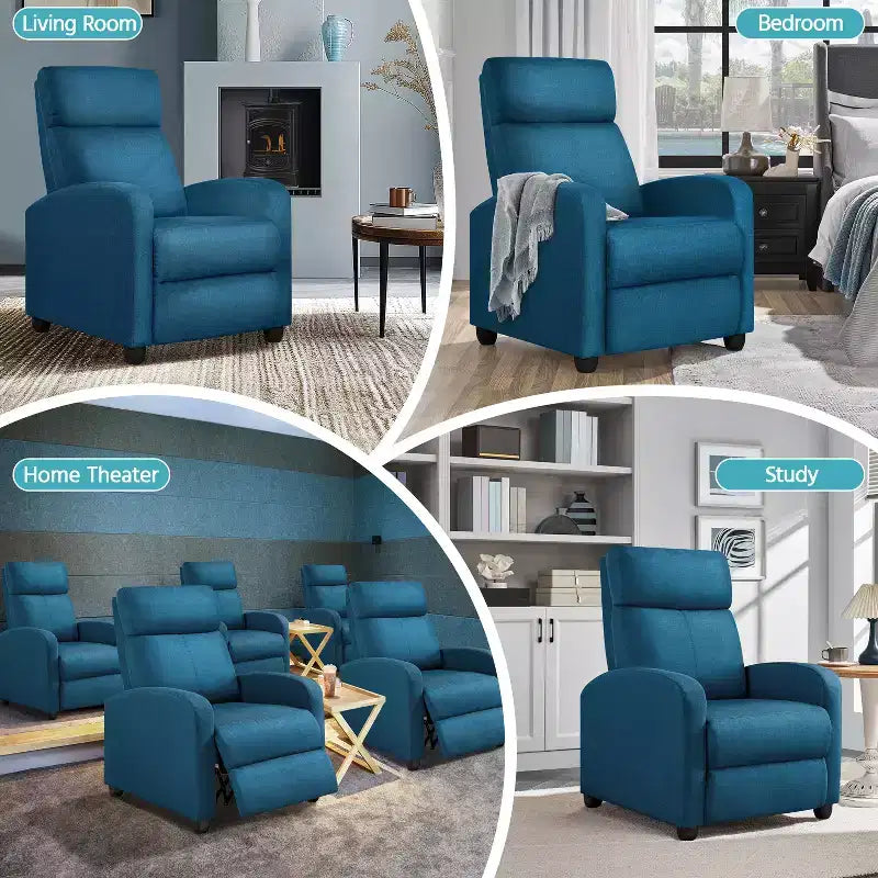 Fauteuil inclinable ajustable en tissu avec ressorts ensachés pour salon