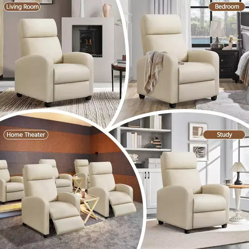 Fauteuil inclinable ajustable en tissu avec ressorts ensachés pour salon