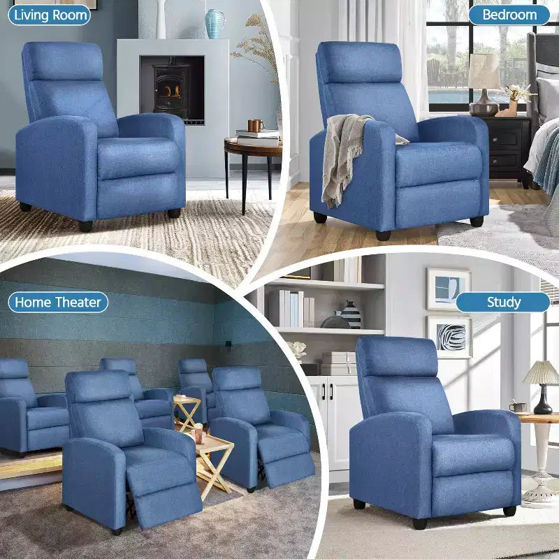 Fauteuil inclinable ajustable en tissu avec ressorts ensachés pour salon