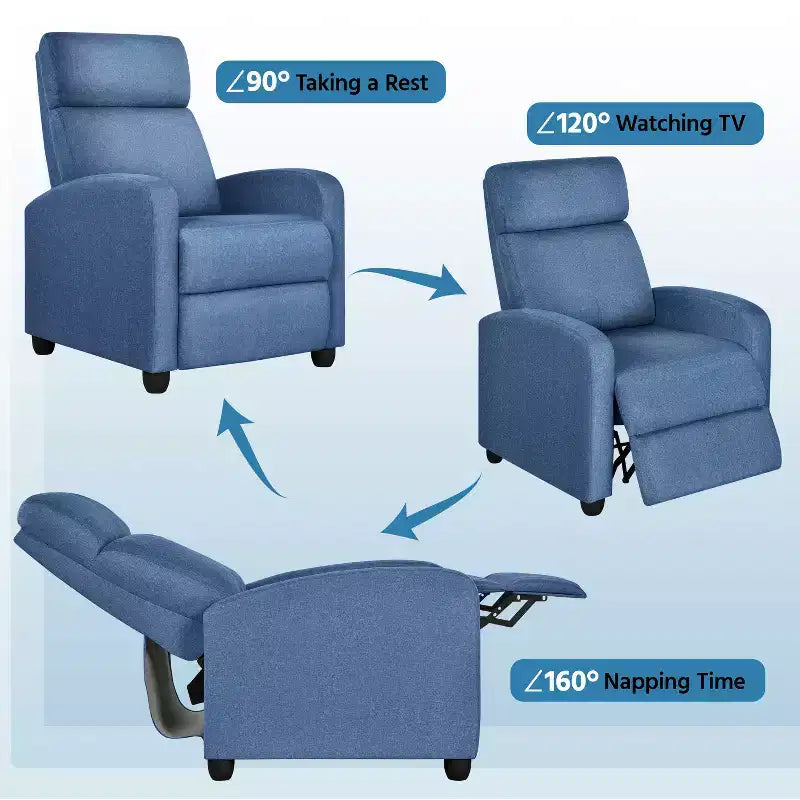 Fauteuil inclinable ajustable en tissu avec ressorts ensachés pour salon