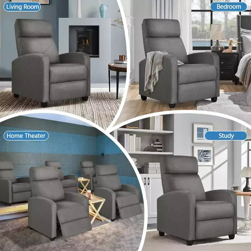 Fauteuil inclinable ajustable en tissu avec ressorts ensachés pour salon