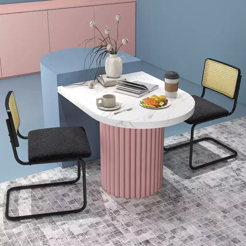 Chaise de salle à manger capitonnée en rotin (avec dossier en rotin et piètement en métal)