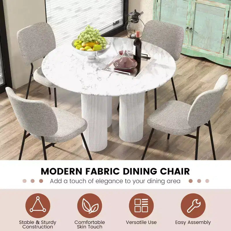 Chaise de salle à manger capitonnée de style moderne — chaise d'appoint sans accoudoirs, rembourrée