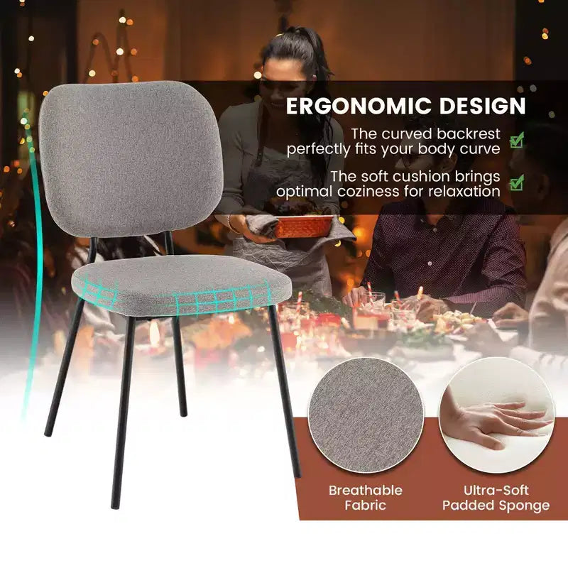 Chaise de salle à manger capitonnée de style moderne — chaise d'appoint sans accoudoirs, rembourrée